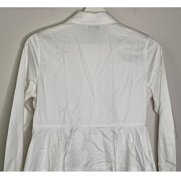Co Essentials Cotton Peplum Button Down Shirt  White Lagenlook Womens Size XS - Picture 6 of 15
